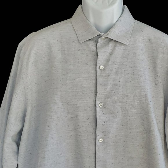 Bonobos Shirt Men's L Light Gray Blue Fleck Button Drop Tail Long Sleeve Cotton - Picture 2 of 9